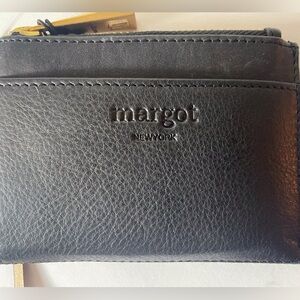 Margot New York Black Leather Card Holder NWT